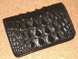 限定生産 新品 ファニー FUNNY 最高級 ナイル クロコダイル 皮革製 セミロング ウォレット 黒 サンセットビルフォード ミディアム 長財布