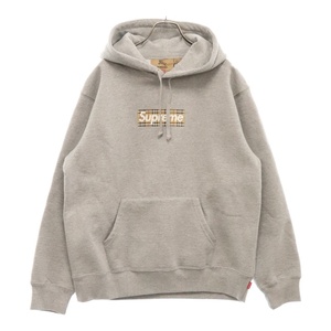 SUPREME シュプリーム 22SS×Burberry Box Logo Hooded Sweatshirt バーバリー ボックスロゴ プルオーバー スウェット パーカー グレー