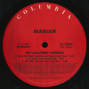 米12 Mariah Carey My All / Stay Awhile 4478981 Columbia /00250