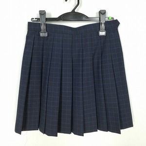 1円 スクールスカート 夏物 w66-丈45 チェック 中学 高校 ミニ丈 プリーツ 学生服 制服 女子 中古 HK7668