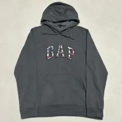 ギャップ GAP ロゴパーカー 裏起毛 スウェット チャコールグレー Lサイズ