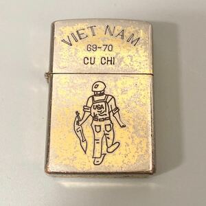 1円〜 ZIPPO ジッポー オイルライター VIET NAM ベトナム ライター ヴィンテージ 69-70 CU CHI 火花確認済み 現状品