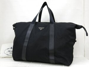 ◆美品◆PRADA プラダ◆三角ロゴプレート◆ナイロン サフィアーノ レザー 本革◆ボストン バッグ◆黒◆イタリア製◆ヴィンテージ◆A9135