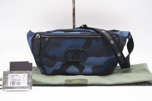 ☆安心の３大保証☆ ABランク ≪VALENTINO ヴァレンティノ/ボディバッグ≫ TY2B0827MPR ナイロン カモフラージュ ブルー ブラック 送料無料