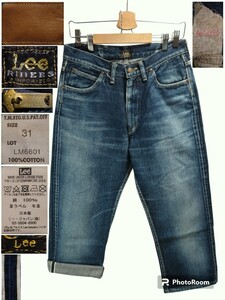 センター黒タグ★W31(約76cm)【Lee RIDERS/リー】ビンテージ/1960年代/101Z/復刻/日本製/クロップド丈/GRIPPER ZIP/LM6601/色落ちUSED加工/