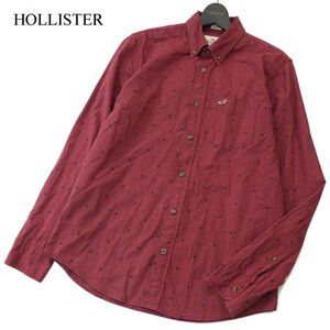 HOLLISTER ホリスター 通年 ロゴ刺繍★ トライアングル 総柄 長袖 ボタンダウン ストレッチ シャツ Sz.M　メンズ　A4T00152_1#C