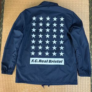 3回着用 F.C.Real Bristol バクプリ入り 裏メッシュ ロゴ コーチジャケット 紺M レア F.C.R.B. ソフネット soph FCRB ブルゾン