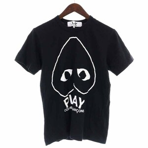 プレイコムデギャルソン PLAY COMME des GARCONS AD2021 Tシャツ カットソー コットン ロゴプリント 半袖 S 黒 ブラック /YI43 ■GY09 メン