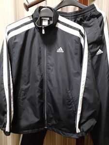 美品/希少/90s/ヴィンテージ/アディダス/adidas/万国旗タグ/パフォーマンスロゴ/ウインドブレーカー/上下セット/ブラック/L/￥15800円/