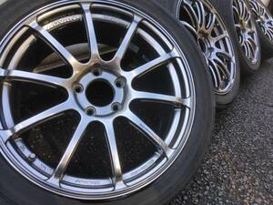 ADVAN Racing RS2F 18インチ7.5Jインセット48　5穴PCD114.3 RHB、225/45R18サマータイヤ付4本セット 【中古】