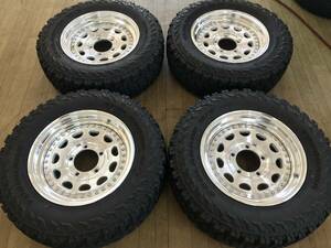 WORK ワーク CRAG CALVATRE ヨコハマ ジオランダー M/T 225/70R16 23年製 6.5J+7 139.7-5穴 4本 中古 オバフェン クロカン ジムニー