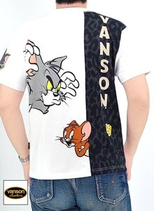 vanson×TOM＆JERRY 天竺半袖Tシャツ◆vanson ホワイトXLサイズ TJV-2419 バンソン ヴァンソン トムとジェリー 刺繍