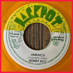 ★極美盤！A/極東moodなJA賛歌！B/Jamaican Soul定番曲cover！カラー盤【Honey Boy - Jamaica / A Little Love】7inch Jackpot JA Reissue