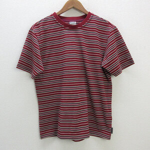 y■コロンビア/COLUMBIA マルチボーダー Tシャツ/速乾■エンジ【メンズM】MENS/145【中古】