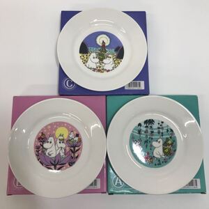 102　中古　ムーミン　サークルＫサンクス　ノベルティ　絵皿プレゼント品　非売品　3枚セット　直径18cm　Moomin　丸皿　保管品