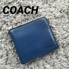 COACH コーチ 二つ折り財布 レザー ブルー ウォレット