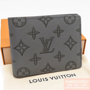 ルイヴィトン LOUIS VUITTON モノグラム・シャドウ ポルトフォイユ・ミュルティプル／二つ折り札入れ M81383 新品同様 [質イコー]