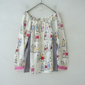 ツモリチサト TSUMORI CHISATO *シルクカラフルチューブプリントスモックブラウス*2ドロストネックレース(2-2408-560)【20J42】