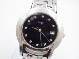 358493【1円スタート】GUCCI グッチ 稼動品 5500M 11Pダイヤ ラウンドデイト メンズ 時計 クオーツ ケース35mm