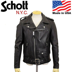 Schott (ショット) No.7577 516US ONE STAR NEW NAKED JKT ワンスター ニューネイキッド レザージャケット アメリカ製 09BLACK 36