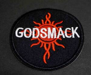 黒赤GDMC円型■新品『GODSMACK』ゴッドスマック　アメリカ　ヘヴィメタル・バンド　刺繍ワッペン■サバゲー ミリタリー■ 衣類・衣服DIY