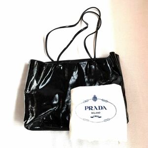 PRADA プラダ エナメル バック BORSA IN PELLE ショルダーバッグ トートバッグ 肩掛けかばん ブラック 黒 保存袋 ブラック