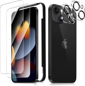 iPhone 15用フィルムフィルム（2枚）+iPhone15 用カメラフィルム（2枚）【2023新たな改善タイプ 4枚セット】対応 液晶保護フィルム 