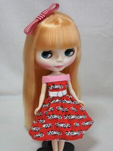 Doll Dressing♪ハンドメイド ネオブライス/リカちゃんサイズお洋服セット人形ワンピース/車柄ドレス/アウトフィット衣装/ドール服/レトロ