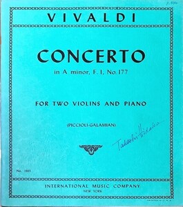 ヴィヴァルディ 2本のバイオリンのための協奏曲 イ短調 (2本のバイオリンとピアノ) 輸入楽譜 Vivaldi Concert in A minor 洋書