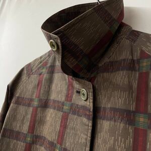 70s burberrys ステンカラーコート　一枚袖　burberry 総柄　スプリングコート　レディース