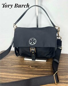 新品Tory Burch トリーバーチ　ショルダーバッグ　黒　ブラック　ナイロン　レザー　ハンドバッグ　小ぶり　軽量　鞄