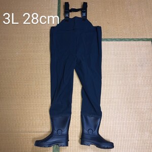 新品未使用　送料込み　メンズ　レディース　胴付き長靴　ウエーダー　WADER　3L28cm　ネイビー