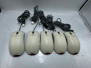 S1629) 中古　Microsoft/マイクロソフト Wheel Mouse Optical USB and PS/2 Compatible 光学式マウス レト 5個セット （葵1）