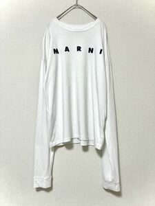 マルニ　marni ロゴプリント　ロングスリーブ　tシャツ 長袖　メンズ　トップス　44 ロンTクルーネック カットソー ホワイト