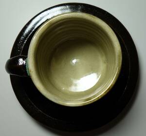 極上　黒天目釉　コーヒーカップ&ソーサー　琉球系統窯　希少手　海のシルクロード　