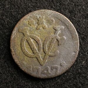 KM#152/オランダ領東インド VOC DUIT銅貨（1747）ゼーラント・ミント[E1148] コイン,蘭印,インドネシア　