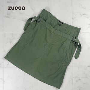 美品 ZUcca ズッカ ミリタリー レイヤードデザイン 膝丈スカート 裏地なし レディース ボトムス カーキ サイズS*PC530