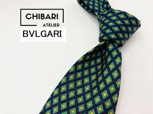 BVLGARI　ブルガリ　チェック柄 ネクタイ 3本以上 送料無料 メンズ グリーンネイビー　1205209