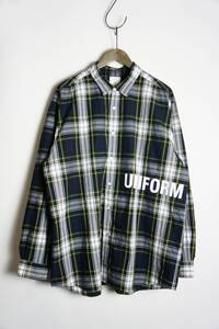 正規22AW uniform experiment ユニフォームエクスペリメント BAGGY REGULAR COLLAR SHIRT バギー チェック シャツ UE-222026 緑系 1026O★1