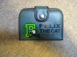 FELEX THE CAT★財布型ケース★身だしなみ★フィレクスザキャット★１９９０★レトロ★ビンテージ★鏡あり★くし付き★グリーン系色★