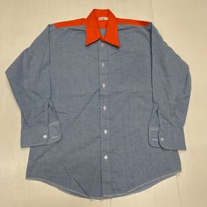 LARGE 水色 新同 古着 VIRGINIA CORRECTIONAL ENTERPRISES ワークシャツ レッドキャップ WORK SHIRTS ELPS495