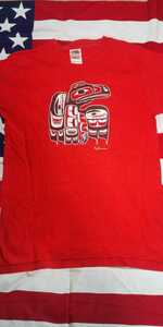 アラスカ 北米 カナダ インディアン アート Tシャツ フルーツオブザルーム 14-16 S相当 イーグル レッチリ アメリカ先住民 ホーク ゴローズ