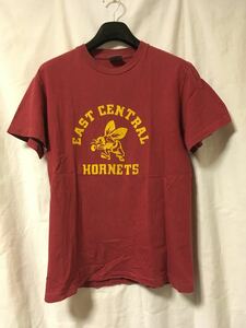 90s EAST CENTRAL HORNETS アメリカンフットボール ビンテージ Tシャツ USA製 シングルステッチ ホーネッツ ラグビー