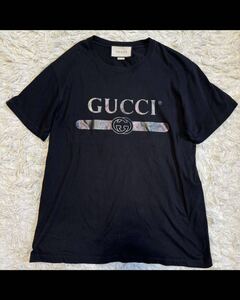 【値引中】 GUCCI グッチ★Tシャツ カットソー トップス 半袖 ロゴ ブラック 黒 プリント メンズ 紳士服　XS