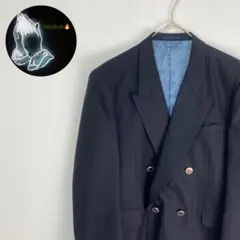 ドーメル　テーラードジャケット　高級DORMEUIL 　紺ブレ ザー　銀釦