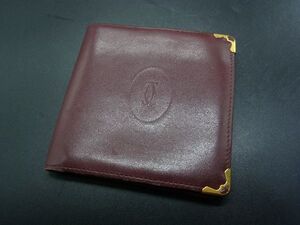 Cartier カルティエ マストライン レザー 二つ折り 財布 ウォレット 札入れ 小銭入れ ボルドー系 DH1303