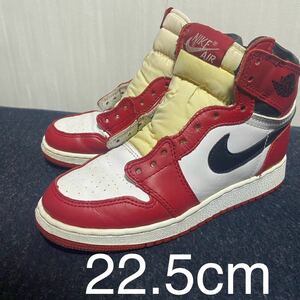 1994 復刻 22.5cm Nike air Jordan 1 Chicago ナイキ エア ジョーダン BG 153126-101 シカゴ　ブルズ lost and found 94 OG