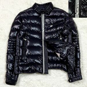 極美品 M モンクレール 20aw CAROUX バイカー ダウンジャケット 黒 キルティング MONCLER カロウ ライダース風 2 ブラック