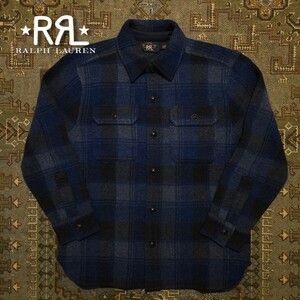 【最高級】 RRL Cashmere Wool Work Shirt Jacket 【L】 カシミヤウール ワーク シャツジャケット 水牛ボタン チェック 国内定価86,400円