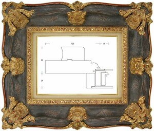 額縁 油彩額縁 油絵額縁 木製フレーム ルイ式角花ニ段 サイズP50号